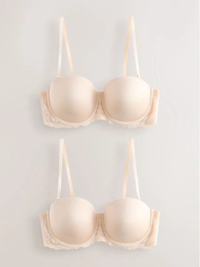 Next Dames - Verpakking van 2 strapless multiway beha's met lichte vulling in cupmaten A-E - Huidkleur Pastel Rose Nude