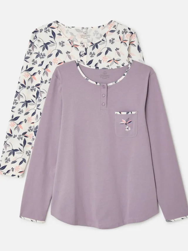 Damart Set van 2 pyjama's van zuiver gekamd jersey katoen - Dames - Wit - 34-36 (XS)