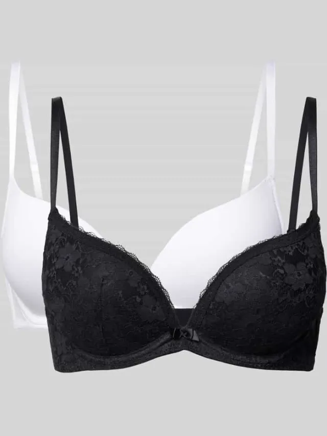 Dorina Beha met kant, model 'SONIA', in een set van 2 stuks Zwart