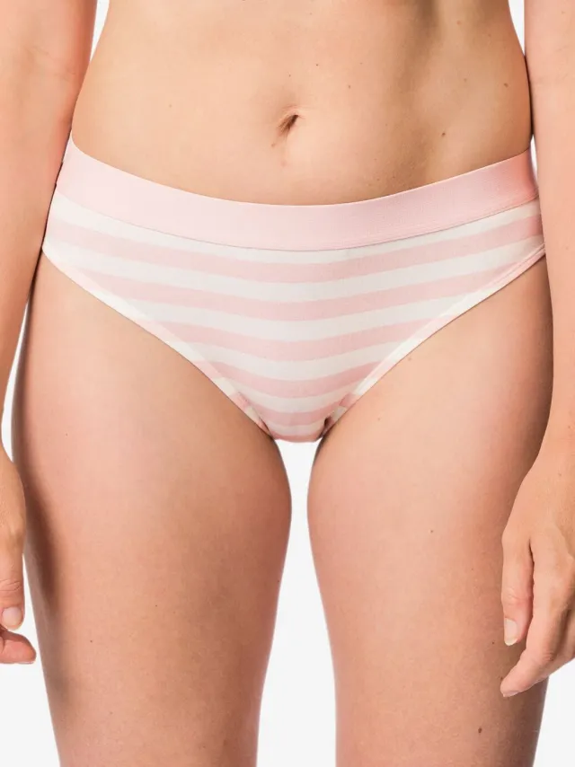 HEMA Damesslip katoen everyday tailleband strepen lichtroze (lichtroze)