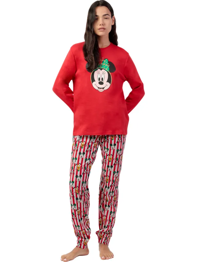 Admas Setjes Admas Pyjama broek top lange mouwen Party Friends Disney Rood