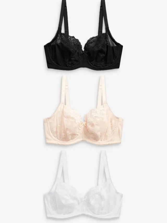 Next Dames - Verpakking van 3 kanten beha's cup DD+ - Zwart Black/White/Praline Nude
