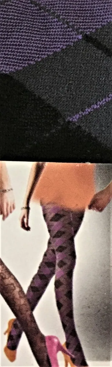 Pretty Polly Panty - Panty - Opaque - Agyle - Ruit - Paars - Zwart - 40 Den. - One Size - 34/42 - Grape/Charcoal