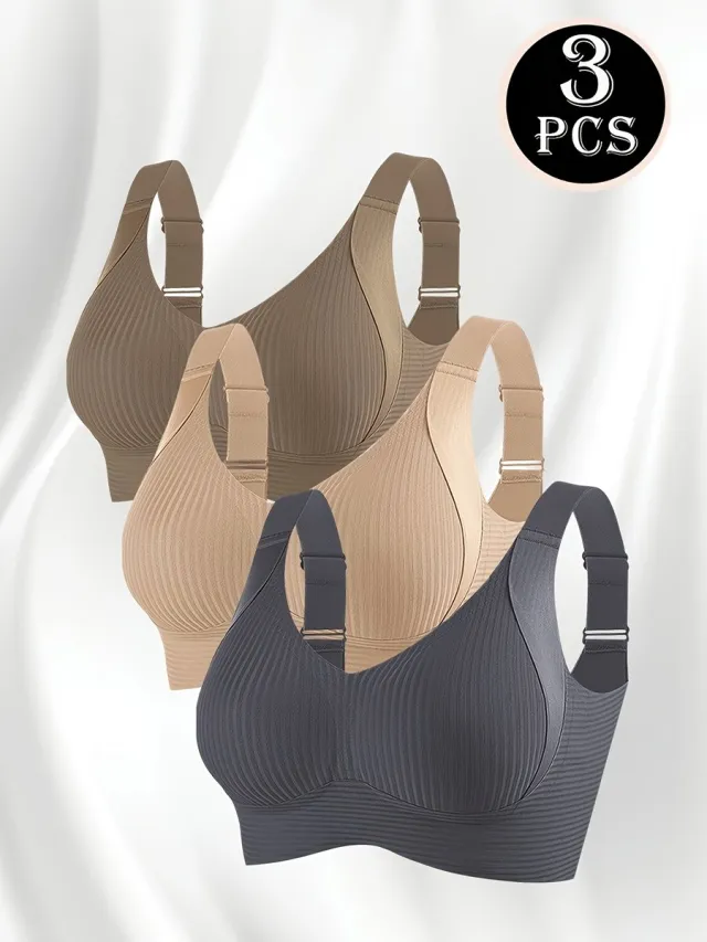 Currero BH Zonder Beugel - Strapless - Zonder Bandjes - Met Voorsluiting - Push-up Bh's - Comfort Beha - Comfortabel - Grote Sluiting - Zwart + Wit + Grijs