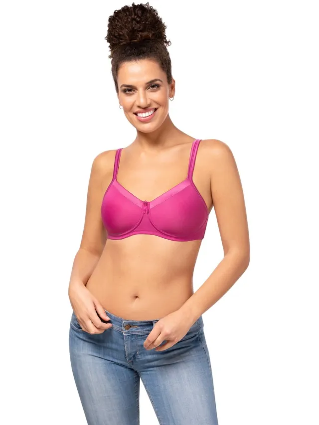 Amoena Prothese Bh Voorgevormd Zonder Beugel Lara Satin SB magenta - maat EU 80D / FR Roze