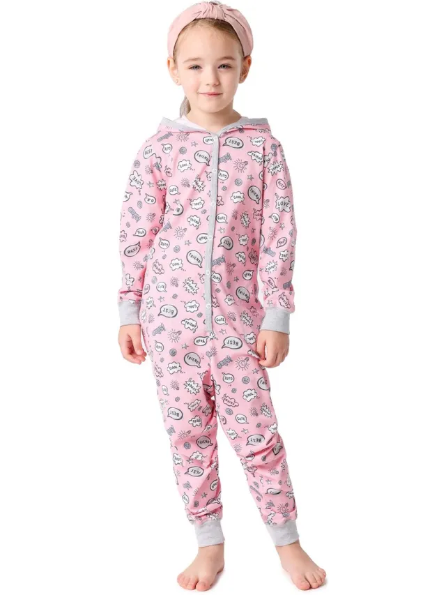 Merry Style Kinder Pyjama - ronde hals - lange mouwen - lange broek met zakken - Katoen - MS-MS10-223-PJ - Rosa Wolken - 122-128