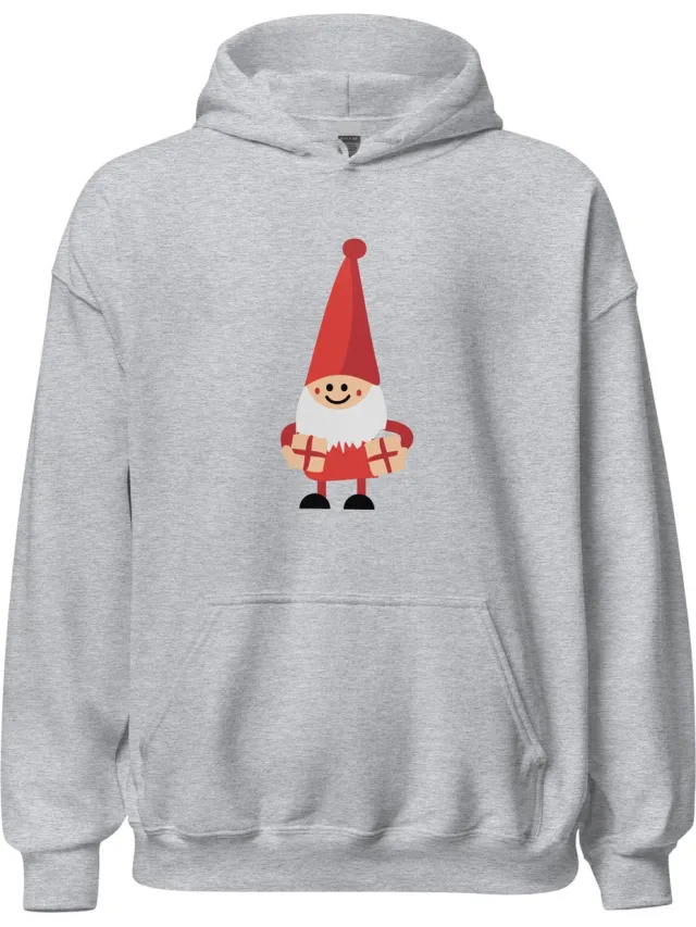 Gildan Hoodie Sweater | Kersttrui | Kerstmis | Kerst | Kerstman | Kabouter - Trui - Kleding - Grijs - Unisex - Katoen - Polyester - Capuchon - Lange mouw - Steekzakken