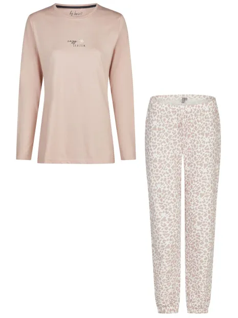 By Louise Dames pyjama set lang katoen dierenprint roze, foto 2