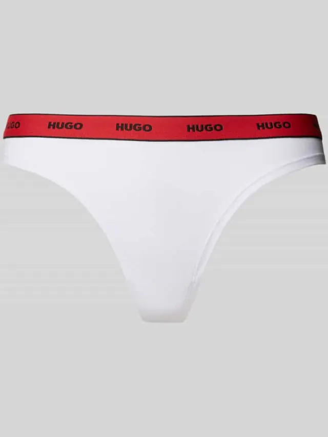 Hugo String met elastische band met label, model 'Carousel' wit, foto 2