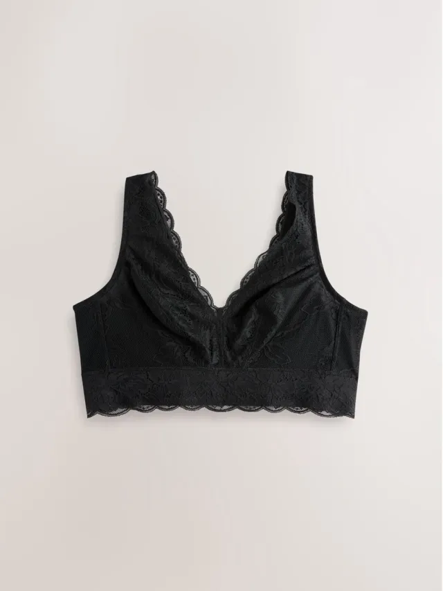 Next Dames - Beha zonder vulling en zonder beugel, met kant en volledige ondersteuning - Zwart Black