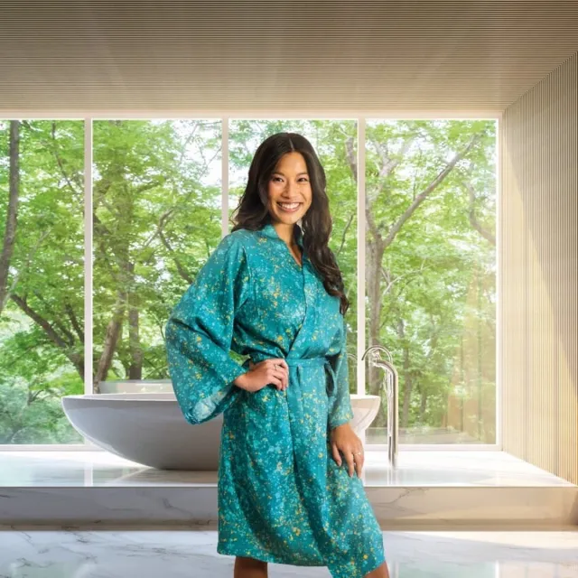 kayori Shinjo Multi Kimono Tencel Blauw