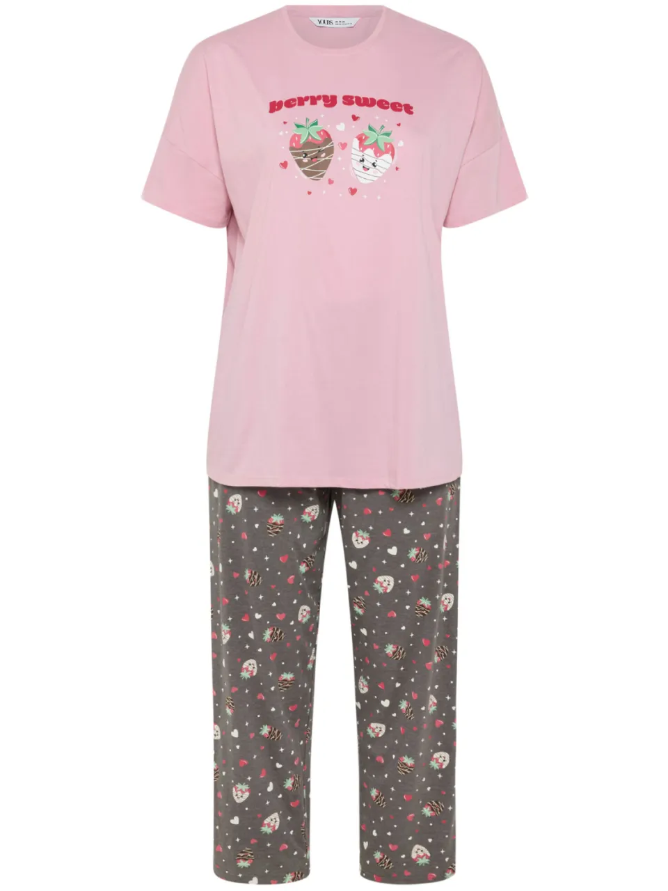 Yours Pink Berry Sweet Wide Leg Pyjama Set-44, foto 4