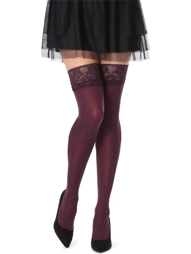 Bellivalini Dames Hold-Up Kousen - 40 Denier - licht glanzend - elastisch - Polyamide - BLV-FI-1004 - Bordeaux