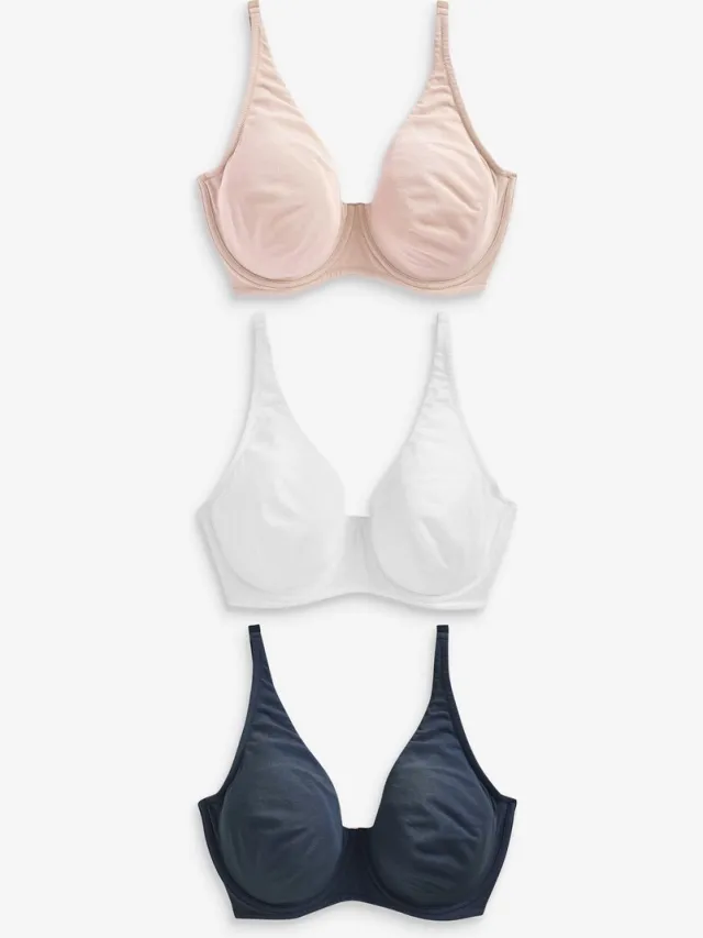 Next Dames - DD+ ultiem comfort beha's van katoenmix verpakking van 3 - Blauw Navy Blue/Pink/White