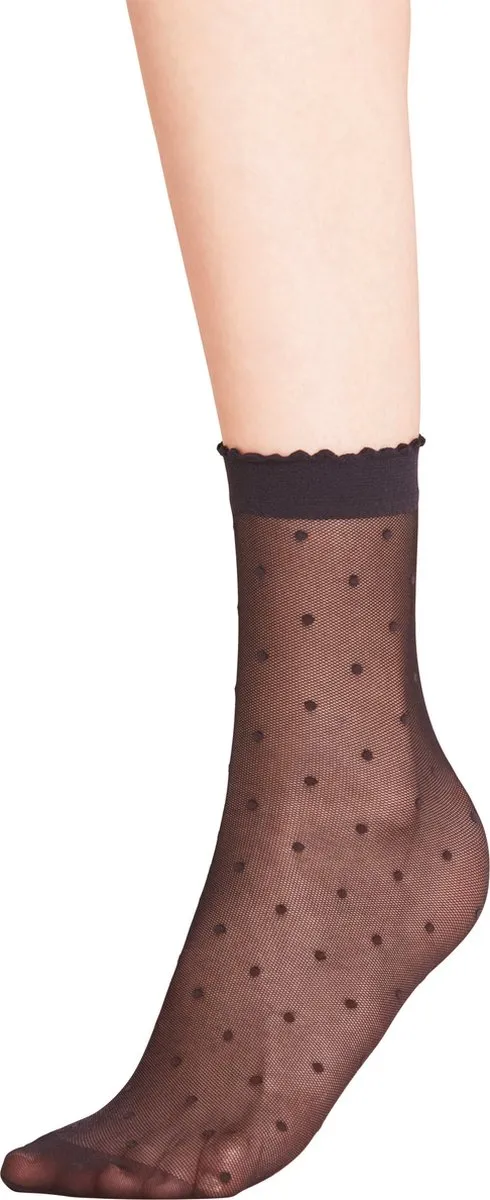 Falke Dot gedessineerd materiaal ultra transparant 15 DEN sokken dames zwart-38 zwart 3009