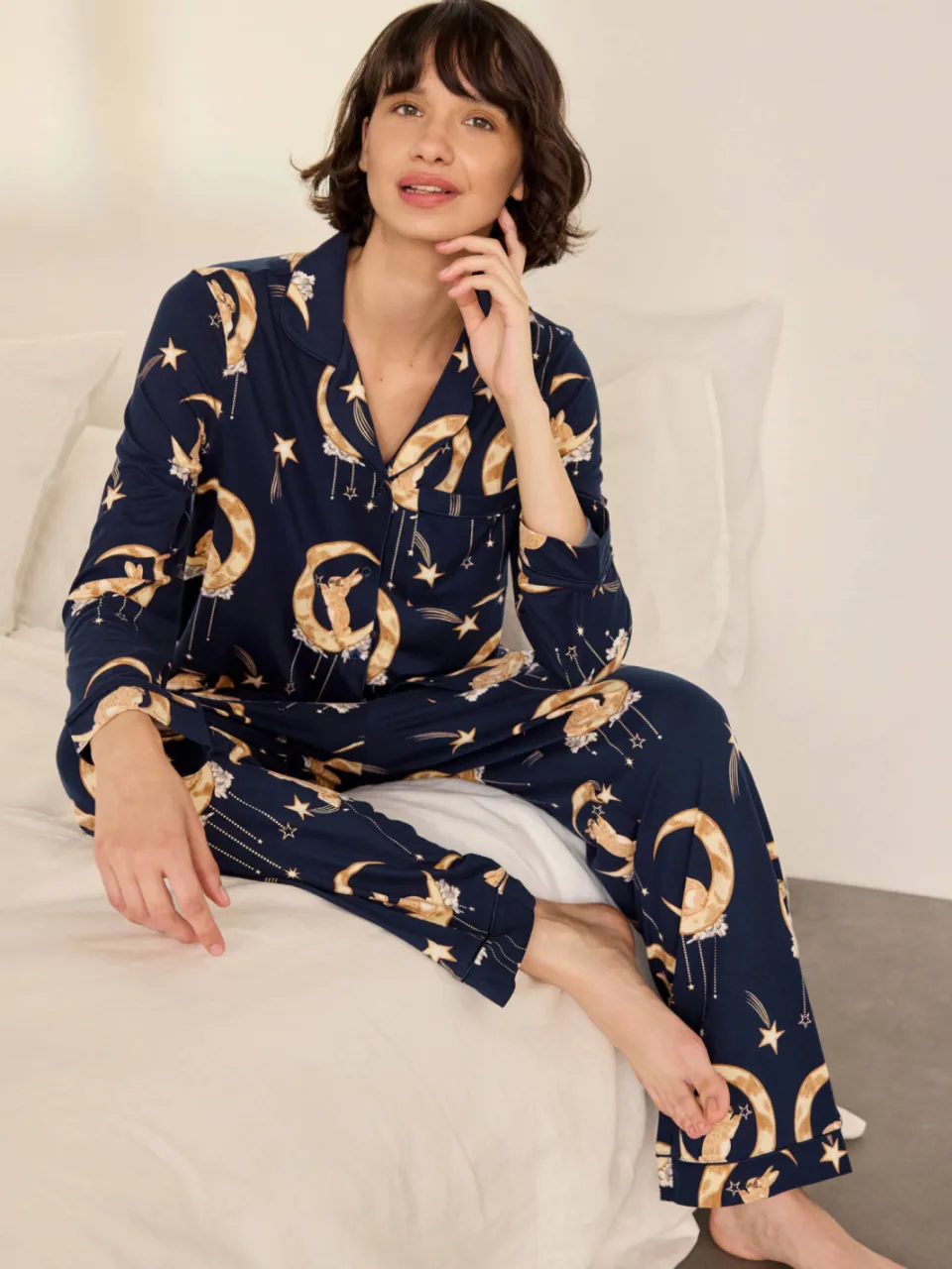 Chelsea Peers pyjama donkerblauw donkerblauw/okergeel, foto 5