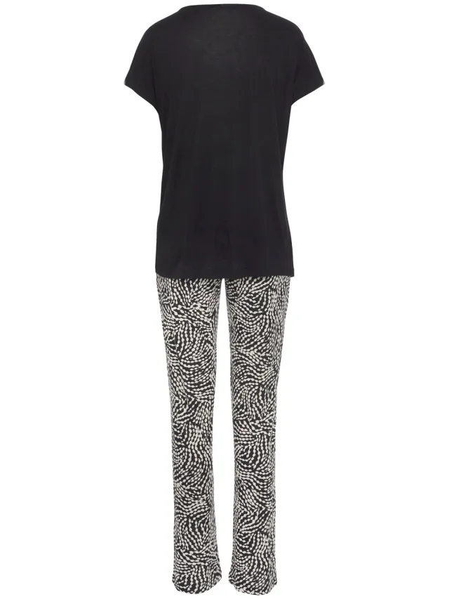 Pyjama zwart/wit gestippeld