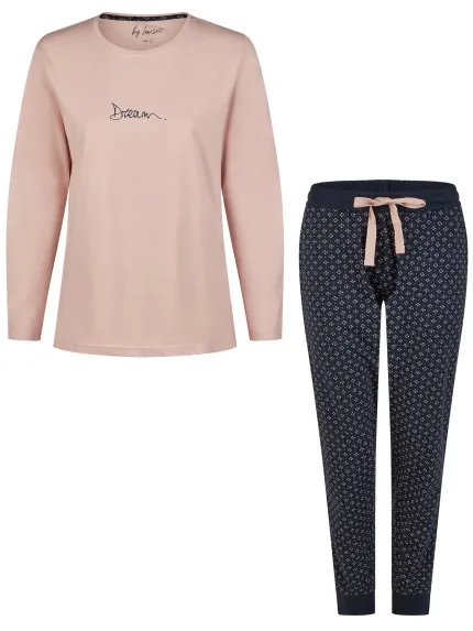 By Louise Essential dames pyjama set lang katoen roze, foto 2