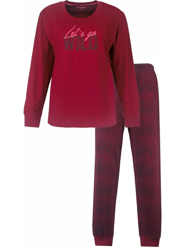 Irresistible Dames Pyjama - Ronde Hals - Bordeaux Rood