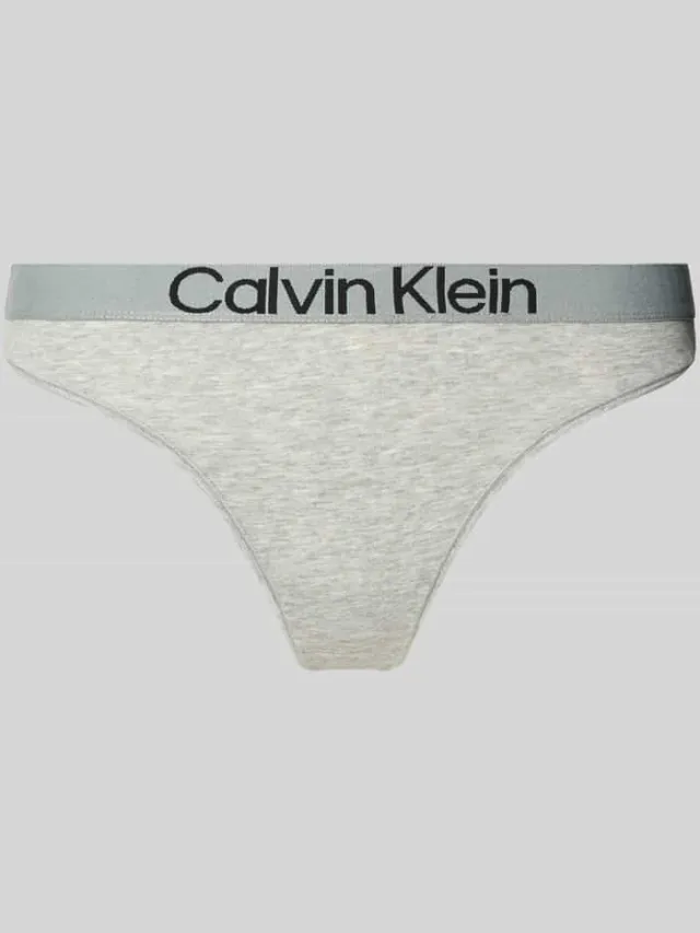 Calvin Klein String met label in band model 'MAX' lichtgrijs, foto 2