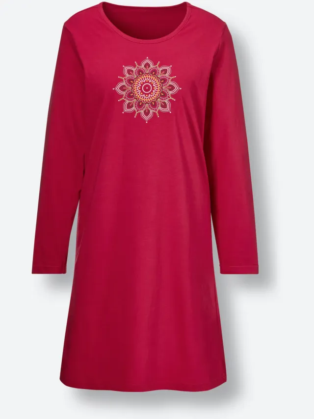 nachthemd rood met mandalaprint, foto 2