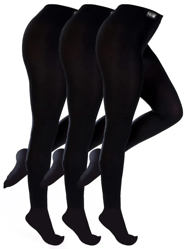 THMO Set van 3 thermo leggings met fleece voering voor dames - Zwart