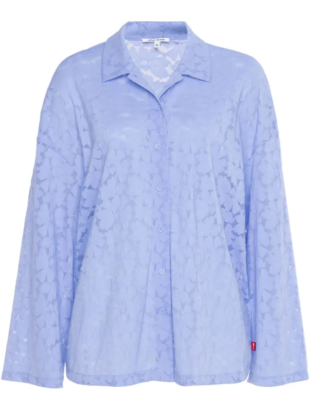 Joop! Jeans Vrouwen Pyjama top Allover Lace lichtblauw, foto 2