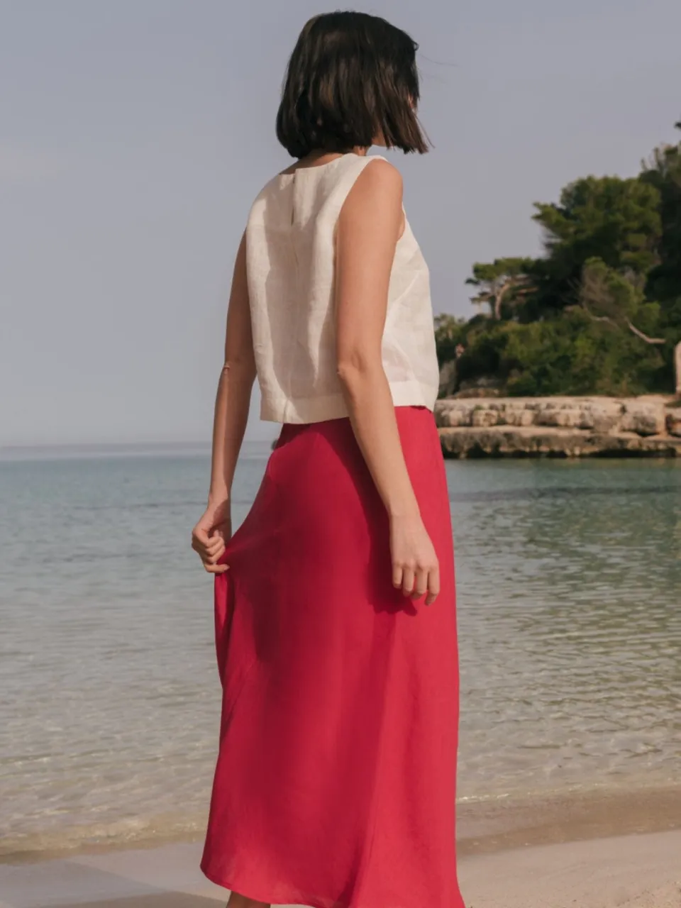 AmourLinen dames vegan Rok Ciara Slip Viva Magenta, foto 2