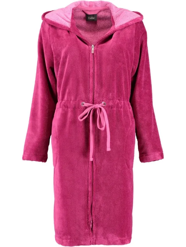 Cawö badjas met ritssluiting hooded (822-22, fuchsia) - 40/42