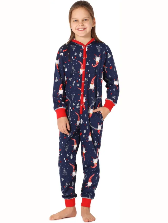 Merry Style Kinder Pyjama - ronde hals - lange mouwen - lange broek met zakken - Katoen - MS-MS10-223-PJ - Marineblau Zwerge - 110-116