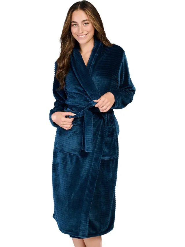 Ten Cate Basics badjas smokey teal voor Dames