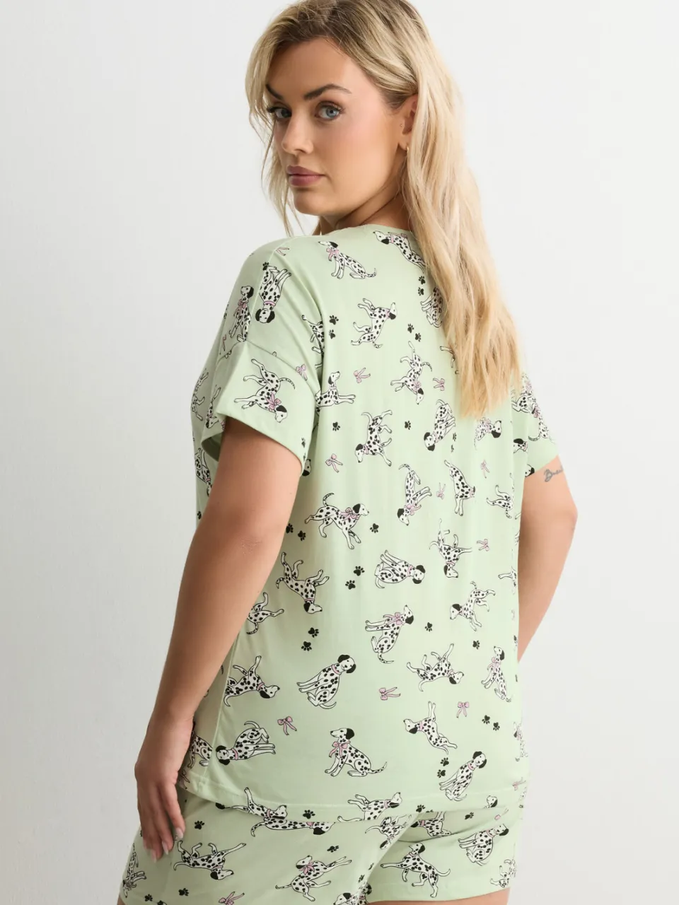Yours Groene Pyjamaset Met Dalmatinerprint En Korte Mouwen-44, foto 3