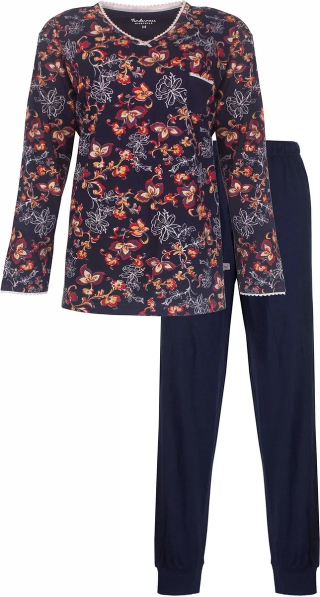 Tenderness Dames Pyjama - Bloemendessin - Donker Blauw
