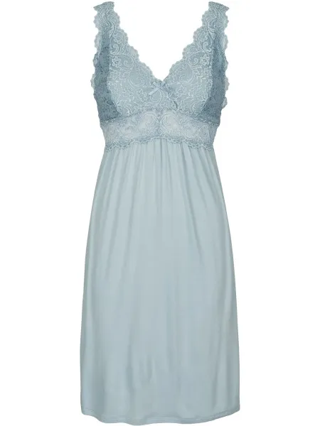 By Louise Slipdress dames nachthemd met kant blauw