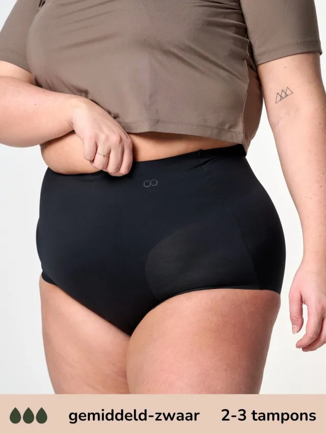 moodies period undies Moodies menstruatie ondergoed dames - Corrigerende Hiphugger - gemiddeld/zwaar (tot 2-3 tampons) - herbruikbaar en wasbaar - zwart