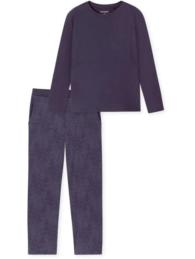 Schiesser Pyjama lang - Dames - Pyjamas indigo: indigoblauw
