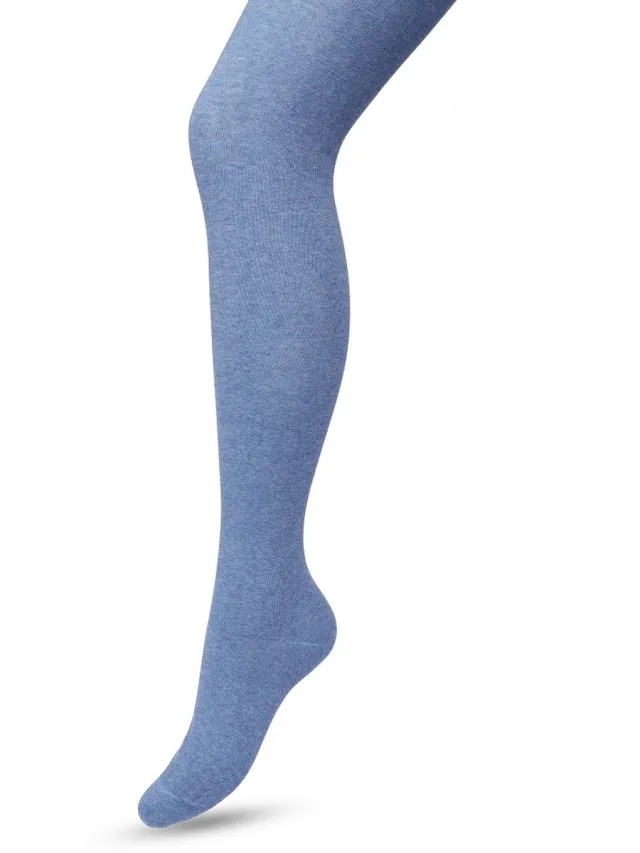 Bonnie Doon Biologisch Katoenen Maillot Dames Blauw maat 42/44 XL - Uitstekende pasvorm - Gladde Naden - OEKO-TEX gecertificeerd - Bio Cotton Tights - Duurzaam en Huidvriendelijk Bio Katoen -Blauw Gemeleerd - Jeans - Denim Heather - BP051900.214