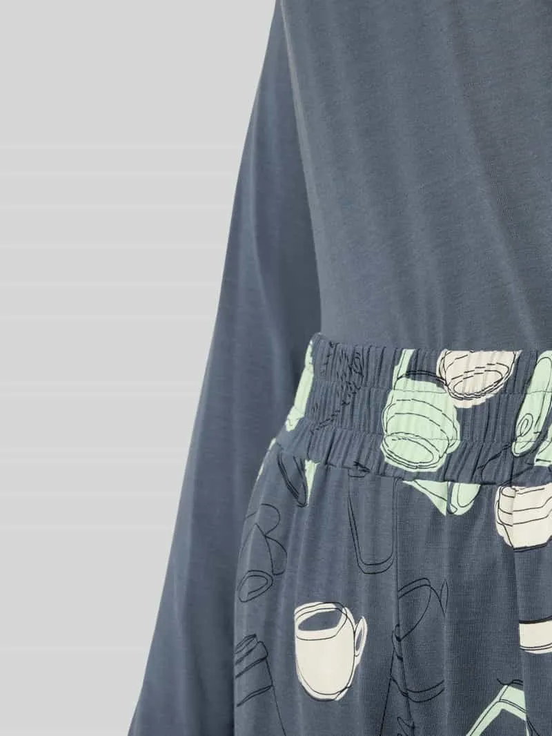 Schiesser Loose fit pyjama met motief- en statementprint antraciet, foto 2