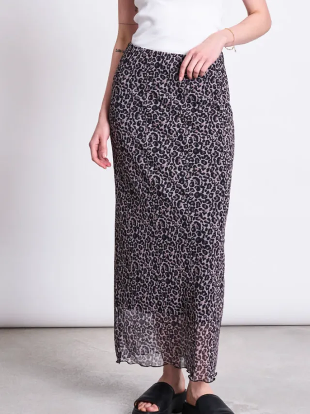 JAN N JUNE dames vegan Maxirok Smuk Luipaardprint beige, foto 2