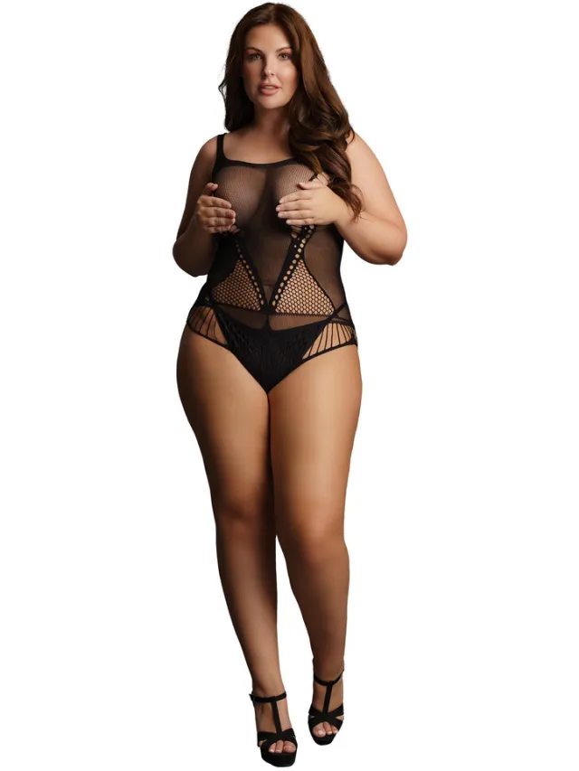 Le Désir by Shots Contrast Net Teddy - Plus Size
