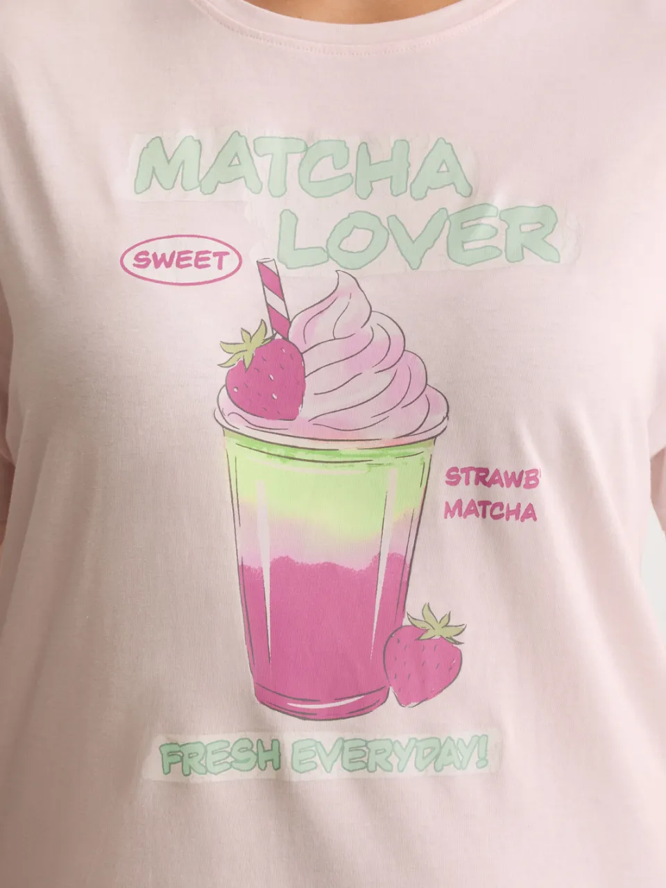 Yours Roze 'Matcha Lover' Slaapshirt-56, foto 5