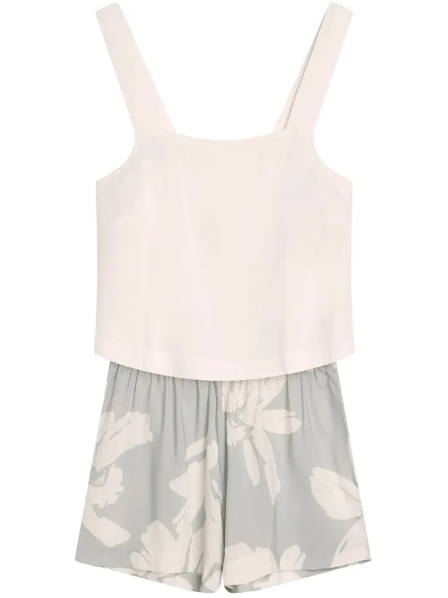 ESOTIQ Roya - Shortama - Lichtblauw - Top met spaghettibandjes - Korte broek met print