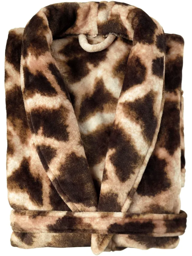 Zohome Badjas Giraffe - Kamerjas voor Dames en Heren - Ochtendjas - Geschikt voor de Sauna - Bruin Brown