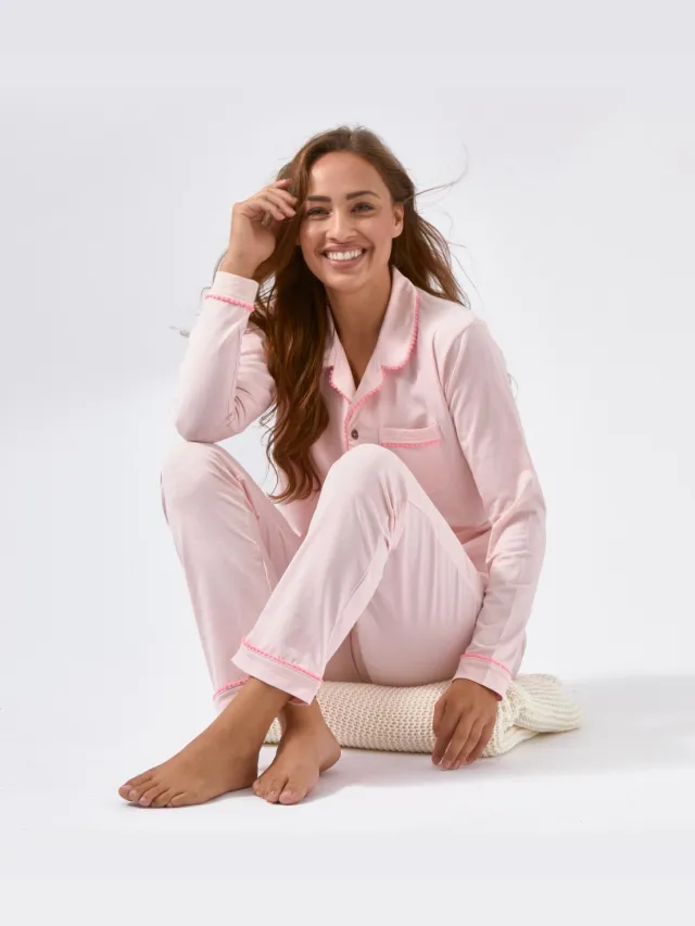 Little Label dames pyjama - lichtroze-42 - Zachte BIO Katoen