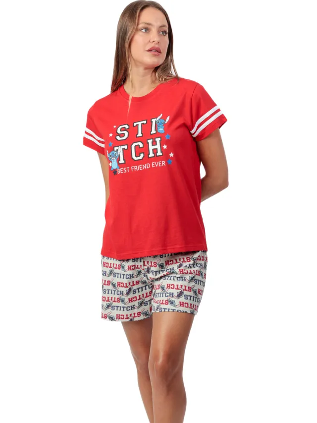 Admas Stitch University Disney pyjamaset rood