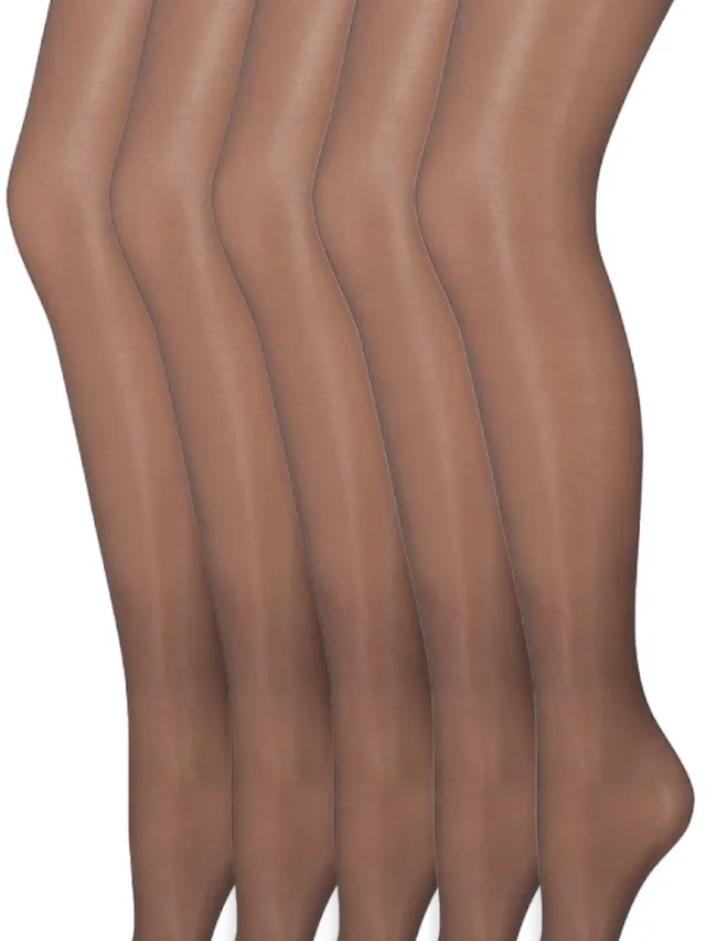 Marianne Zijdeglans Panty | Transparant van teen tot taille | 15 Denier | Merk: Marianne | Maat: S t/m XXXL | Kleur: Singapore | 5 Paar Bruin