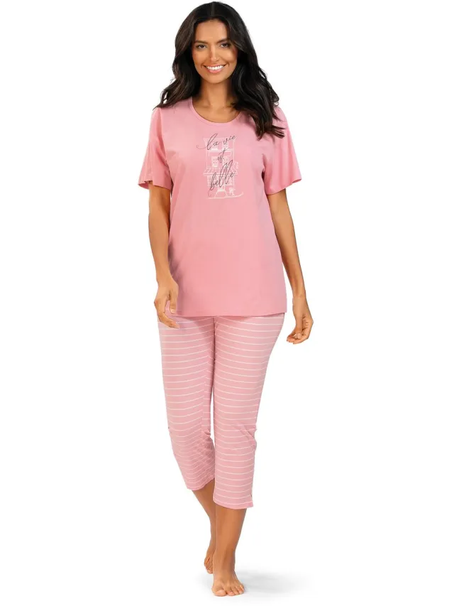 Comtessa Dames Pyjama 'La Vie est Belle' Roze