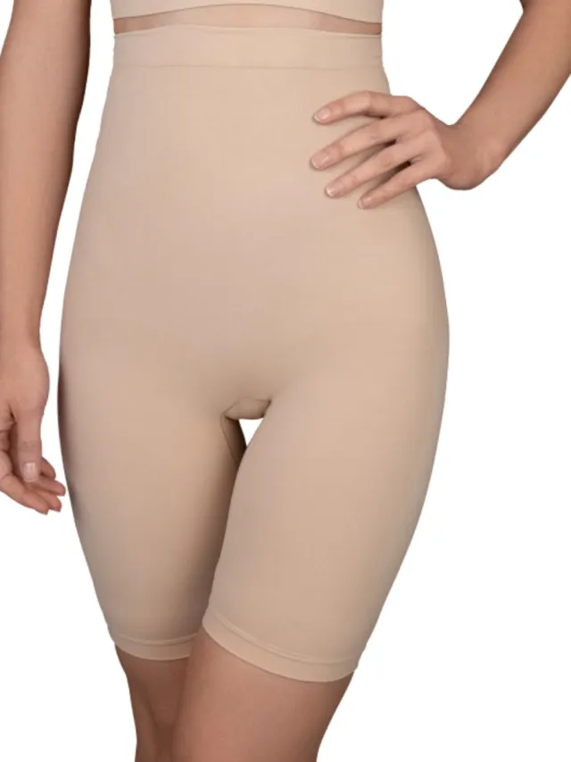 Bye Bra Soft Touch Naadloze Shapewear Shorts met Hoge Taille voor Dames, Buik- en Dijcontrole, Gladmakende Pasvorm met Siliconen Grip, S–XXL (Beige, S)